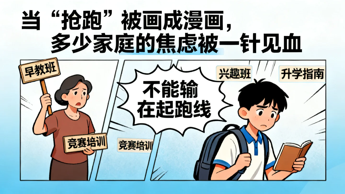 当“抢跑”被画成漫画,多少家庭的焦虑被一针见血